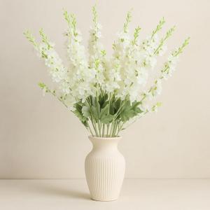 12 Pcs White Delphinium Artificial Flower 35.4'' Long Larkspur Stem White Fake Faux Silk Flowers Bulk for Tall Vase Floral Arrangements Home Centerpiece Table Wedding Decor