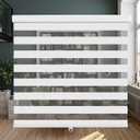 LUCKUP Cordless Zebra Blinds Roller Shades for Windows-Dual Layer High Shading Blinds with Valance High Shading Day Night Privacy Blackout Fabric, 42" W x 72" H, White