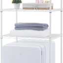 Zvyteay 4 Tier Mini Fridge Shelf Adjustable Height Storage Shelf Metal Storage Rack Mini Fridge and Microwave Stand for Dorm, Kitchen, Office, White, 24"W x 18"D x 73"H