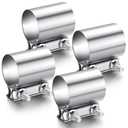 MorningRo 4 Pcs 2.25 Inch Exhaust Clamp Stainless Steel Exhaust Pipe Muffler Clamp Butt Joint Band Sleeve Coupler for Pipes Muffler Connections, Catalytic Converters
