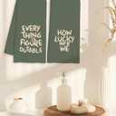 Green Inspirational Kitchen Towels Gifts Decor, Motivational Dish Tea Towel for Kitchen, Positive Affirmation Gift Hand Towels for Bathroom, Preppy Inspirational Gifts, 16x24 Inch Set of 2