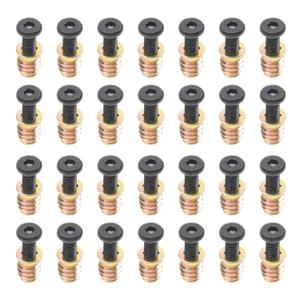 28 Sets 1/4-20 x 25/32" Furniture Screw Nut Threaded Wood Inserts Bolt Fastener Connector Hex Socket Drive 1/4-20 x 19/32" Screw-in Nuts