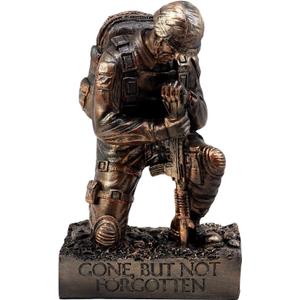 Ebros Gift Battlefield Kneeling Soldier Statue 8.5" H Honor & Valor Military Combat Unit Brother in Arms Figurine Gone But Not Forgotten