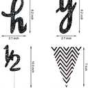 Boao Pre- Strung Half Birthday Decorations Set 6 Months Happy 1/2 Birthday Banner, Glitter 1/2 Half Year Cake Topper, Triangle Flag Banner for Baby Shower Party Photoshoot Props(Black)
