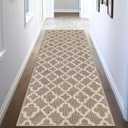 U'Artlines Runner Rug for Hallway 26feet Non Slip Kitchen Floor Carpet Runners Beige Geometric Pattern Machine Washable Area Rug for Entryway Bathroom (2x6ft)