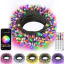 Ollny Smart Christmas Lights, 66FT 200 LEDs APP Control RGB Color Changing Christmas Tree Lights with Remote, Programmable DIY Musical Waterproof Green Wire Decor Light with Timer for Indoor Outdoor