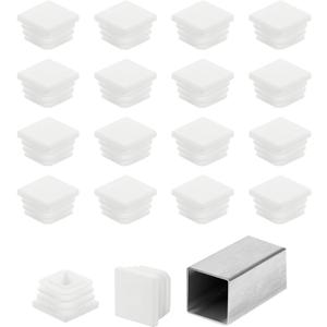 uxcell 1" (25mm) Square Tubing End Caps, 50 Pcs Plastic Hole Plugs Insert End Cap for Metal Tubing Post Chair Leg Table Bookshelves Furniture, White