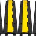 CXRCY Cable Ramp 4 Pack 2 Channel 11000lbs axle Capacity Floor Cable Cord Protector, Black & Yellow Speed Bumps Hose Protector Ramps for Wire/Hose/Pipe Hider Driveway &Outdoor 40x10x2 inch(L x W x H)
