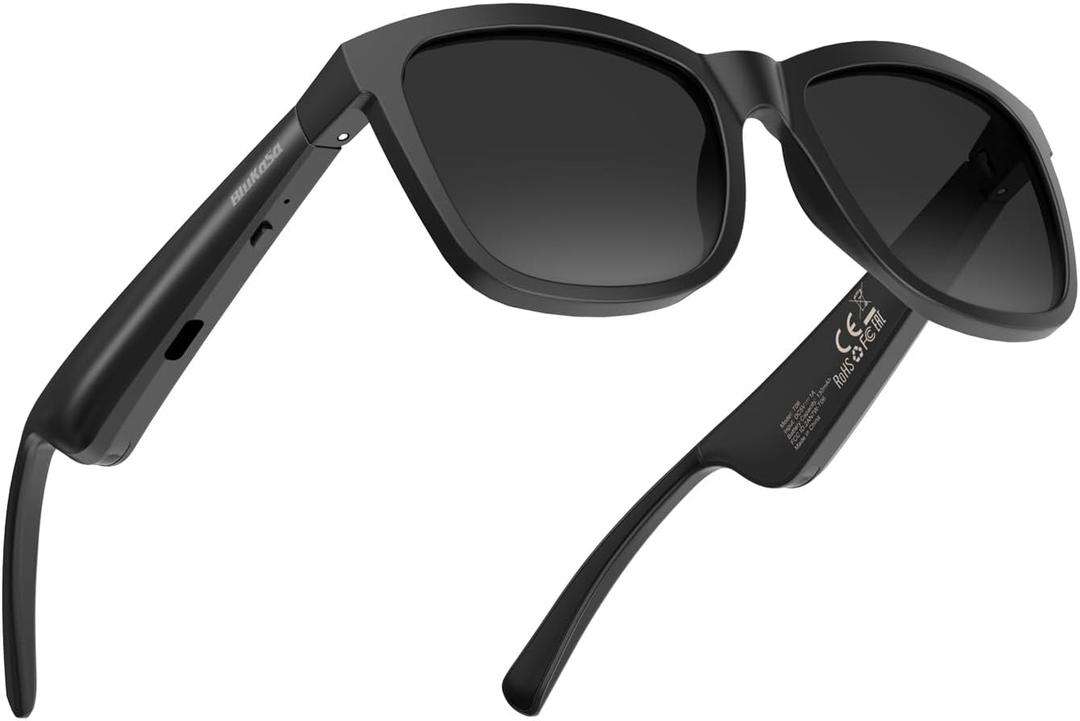 Smart Glasses | Bluetooth Glasses | 34g Ultra-Light Frame for Outdoor | Hands-Free Calls, Music & Voice Control | 8-10H Battery USB-C Charging(Black Polarized UV400 Lenses)