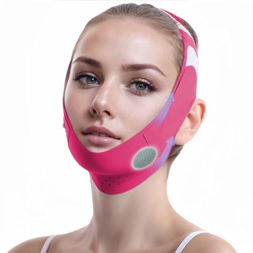 ROWMATE Graphene V-Line Mask Chin Up Mask V Shaped Face Mask Chin strap for sleeping,Jawline Shaper,red,Medium