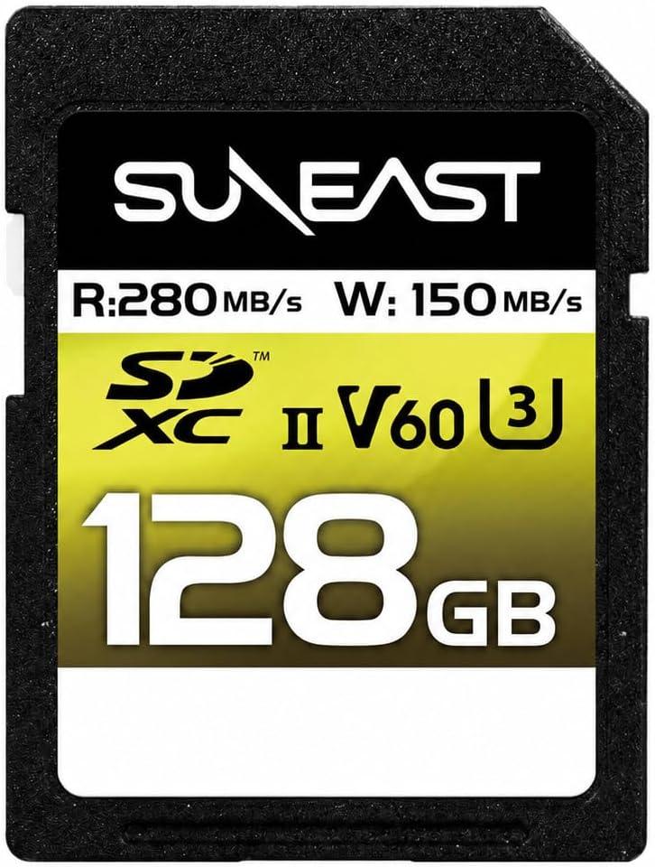 SUNEAST Ultimate Pro 128GB SDXC UHS-II Memory Card — Up to 280MB/s, 100MB/s Write, V60, C10, U3, High Speed SD Card for 4K UHD 60fps Video, DSLR and Camera
