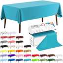 CXPSINC 54 Inch X 300 Feet Plastic Table Cover Roll Disposable Tablecloth with Slide Cutter for All Type/Shape Tables | Picnic, Party, Banquet, Birthdays, Weddings (Turquoise, 300 Feet)