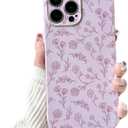 NITITOP for iPhone 16 Pro Case Cute Flower Floral Leaves - Purple | Aesthetic, Flower branch, For girls women, Slim fit, Soft TPU, Shockproof, Protective, Waterproof