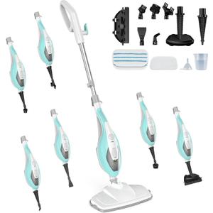 DUMOS 10-in-1 Multifunctional Steam Mop, 1550W Detachable Handheld Steam Cleaner, 16FT Power Cord with 2 Reusable Pads, Floor Steamer for Hardwood, Tile, Carpet, Grout, Windows