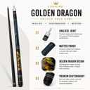 Cue-King Dragon Pool Cue, Solid Wood and Fibreglass, Stainless Steel Unilock Joint, Premium Grip, Golden Dragon Design, 10.5mm