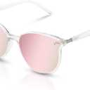 Retro Round Sunglasses for Women, Pink Sunglasses Womens with Classic Trendy Frame Sunnies Shades UV400 Blocking