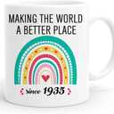 91st Birthday Gifts For Women Men Coffee Mugs, Making The World A Better Place Since 1935 Cup For Grandpa Grandma, 91 Yr Old Birthday (1935)