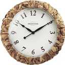 Presentime & Co. Farmhouse Series, Rustic Woven Clock, 14 inch, Natural Woven Water Hyacinth/Sea Grass. Wall Sculpture, Wall Art and Timepiece for Home Decoration/Decoration/Farmhouse Dcor