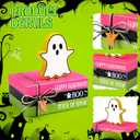 Yookeer 4 Pieces Halloween Ghost Decor Wooden Ghost Tiered Tray Decor Wood Book Stack Halloween Neon Sign Table Sign for Home Room Table Mantle Fireplace Shelf