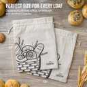 Nubliss 2-Pack Large, Reusable Organic Linen Bread Bags for Homemade Bread - BPA-Free Inner Plastic Lining - Durable Breads Storage - Sourdough Loaf Bags - Perfect for Sour dough Loaves & Baguettes (Off White)