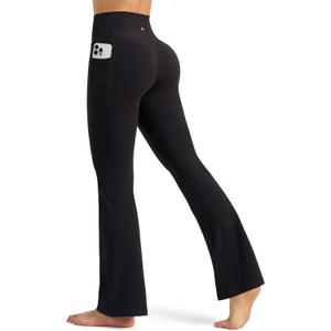 Willit Butterflux Yoga Pants Women Flare Workout Leggings with Pockets for Women High Waisted Flare Yoga Leggings 29" 31" 33" (Black)