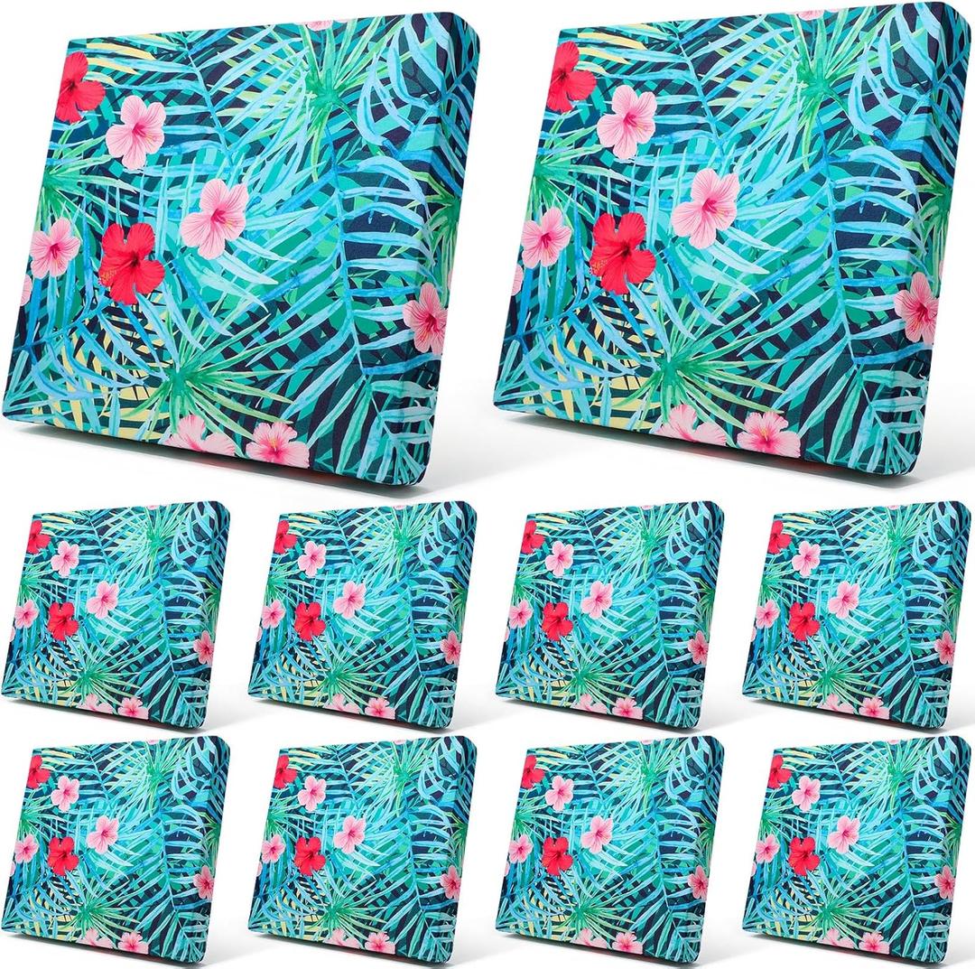 Newwiee 8Pcs Patio Cushion Covers Stretch Outdoor Cushion Cover Replacement for Patio Furniture Sofa Couch Slipcovers, Soft Flexibility Washable Furniture Protector(Fresh Floral,Fresh Color)
