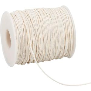 PH PandaHall 1mm Waxed Cotton Cord, 100 Yards Beading String Thread Wax Cord for Braid Bracelet Necklace Jewelry DIY Craft Macrame Making Glass Vase Floral Arrangement, Beige Color