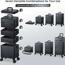 Rolling Makeup Case Makeup Train Case with Lid 5 in 1 Cosmetology Case on Wheels Cosmetic Trolley Organizer Large Makeup Organizers Case Profesional Cosmetic Case for Salon Barber Nail Beauty, Black