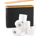 Lonbet Toilet Paper Storage for 12 Rolls, Stackable & Foldable - The Ultimate Bathroom Organizer - Waterproof Basket with Bamboo Lid - Elegant Toilet Paper Storage Holder, Black
