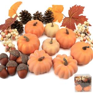 Ghrdopy Pumpkin Decor - Fall Decorations Plastic Pumpkins for Autumn Decorating Kit Halloween Thanksgiving Party Supplies