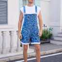 Bib Overalls for Men Shorts Romper Festival Jumpsuits Fashion Coveralls (Medium, Blue-3)
