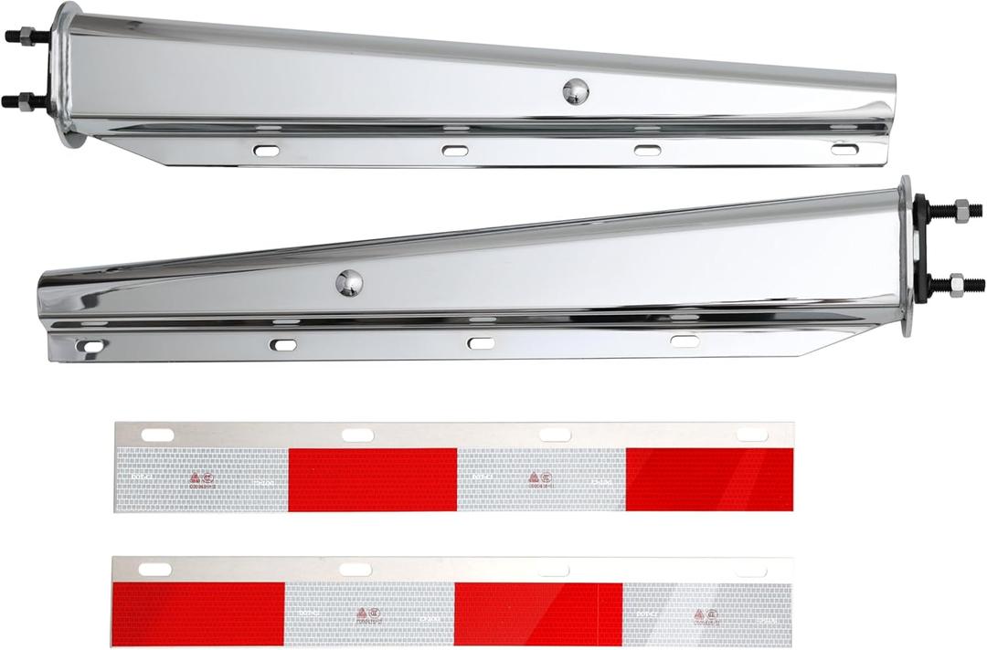 Chrome Straight Spring Loaded Mud Flap Hanger 2.5" Bolt Spacing,30" Length.13inch Length Enhanced Spring Inside. with 2pcs Reflective Plate