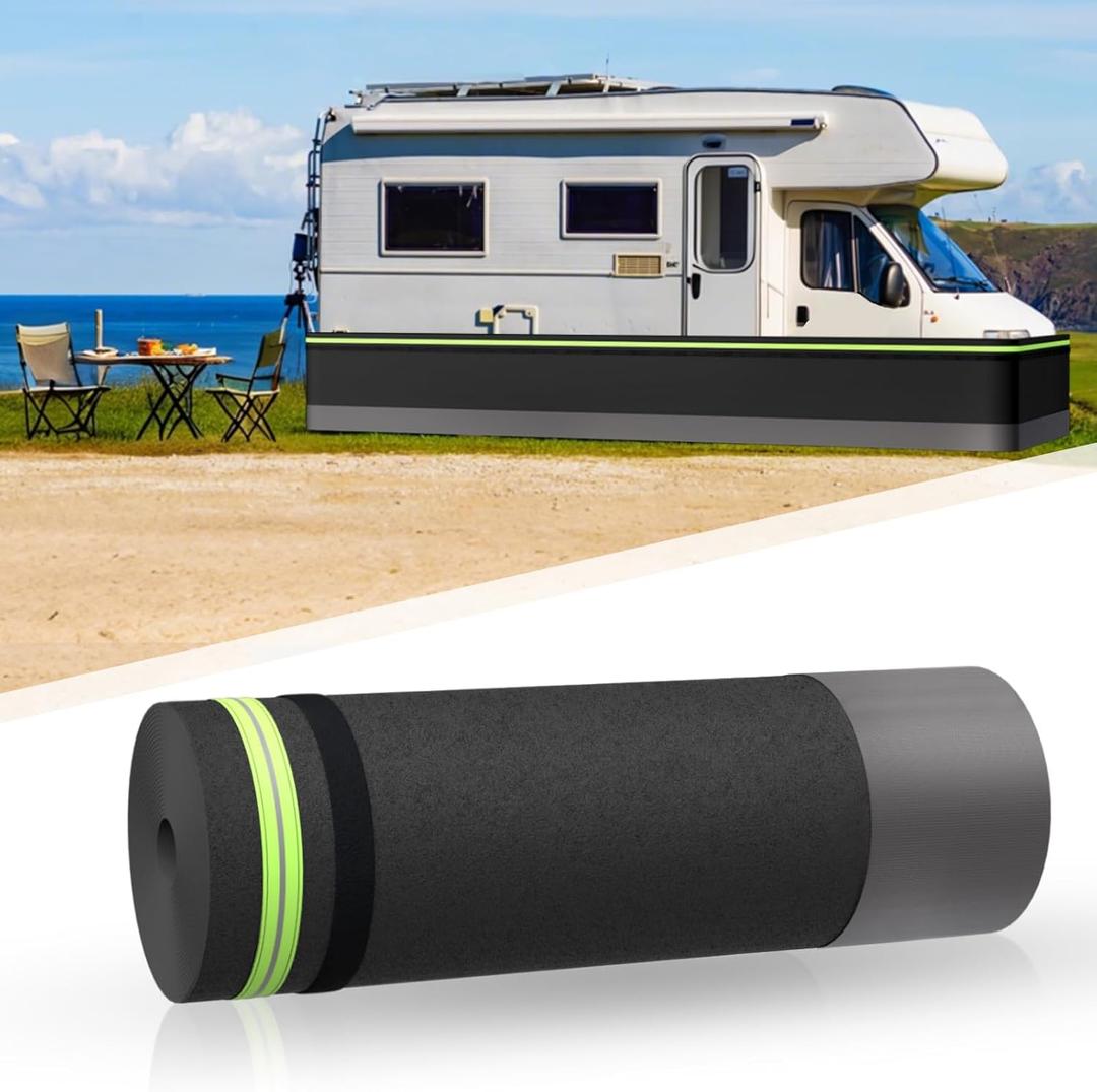 Easy Installation RV Skirting, Travel Wheel Skirt for Mobile Home Exterior, PVC with Tightly Metal Plates, Convenient Storage Wheel Rv Cover for Garden,Outdoor, Yard (Black, 2.6 x52.5ft)