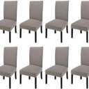 GoodtoU Dining Room Chair Covers Set of 8, Stretch Kitchen Chair Covers, Washable Removable Chair Seat Protector for Home & Hotel, Taupe 36x14