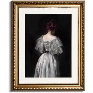 InSimSea Gold Picture Framed Wall Art, Living Room Bedroom Bathroom Seventeenth Century Lady Pictures Wall Decor, Canvas Print Art Home Decor, Antique Paintings with Frames 24x36inch