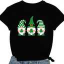 St Patricks Day Shirts for Women Lucky Irish Shamrock Shirt St Pattys Day Short Sleeve (Medium, Black1)
