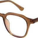 Dollger Blue Light Blocking Glasses For Woman Men Thick-Framed Square Non-Prescription, For Computer,Gaming, Phone Use (Brown Tea)