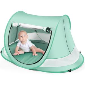 Baby Beach Tent, Large Pop Up Portable Sun Shade with Mosquito Net, Indoor Baby Play Tent for Travel, Beach, UPF 50+ UV Protection Sun Shelters
