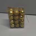 24ct Mini Christmas Balls Ornaments for Xmas Christmas Tree - Small Shatterproof Decor Hanging Ball for Holiday Wedding Party Decoration 1.18 Inch/30mm, Gold
