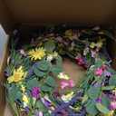 J'FLORU Spring Wreaths for Front Door 22 Inch Artificial Summer Wreath Daisy and Lavender Wreath with Wildflowers for Home Wall Farmhouse Springtime Easter Holiday Party (Multicolor)