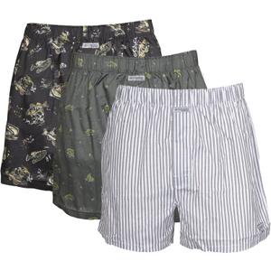 Columbia mens Pfg Woven Boxer Short 3 Pack (Large, Shark Freshfish Print/Cypress Trout Print/Grey Stripe)