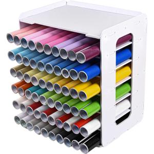 Vinyl Roll Holder, Countertop Cabinet Vinyl Roll Storage Organizer, Holds Over 60 Vinyl Rolls, Dust-Reduced, Stable and Durable, Superior Protection, Ideal for Craft Room Organization