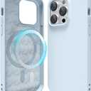 oakxco Silicone Case for iPhone 14 Pro Case Magnetic, Compatible with Magsafe Wireless Charging, Slim Thin Soft Rubber Gel, Girly Cute Aesthetic Trendy Hard Shell Mag Safe Cover for Women, Light Blue