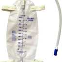 lifevv 3 Pack 1000ml Catheter Leg Bag Urinary Drainage Bag, with 3 Eighteen-inch Tubing, Anti-Reflux Valve, Cloth Straps, Easy Lever Outlet Tap