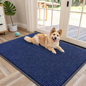 OLANLY Front Door Mat Indoor Outdoor Entrance, Waterproof Heavy Duty Doormat, Fade Resistant, Low Profile, Easy Clean Patio Porch Welcome Floor Mats for Entry, 47x34, Blue