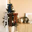 8 Pcs Christmas Wreath Bow Farmhouse Stripe Velvet Bows Ribbon Ornaments for Christmas Tree Topper Front Door Home Decor Winter Party Indoor Outdoor Decoration(Retro)