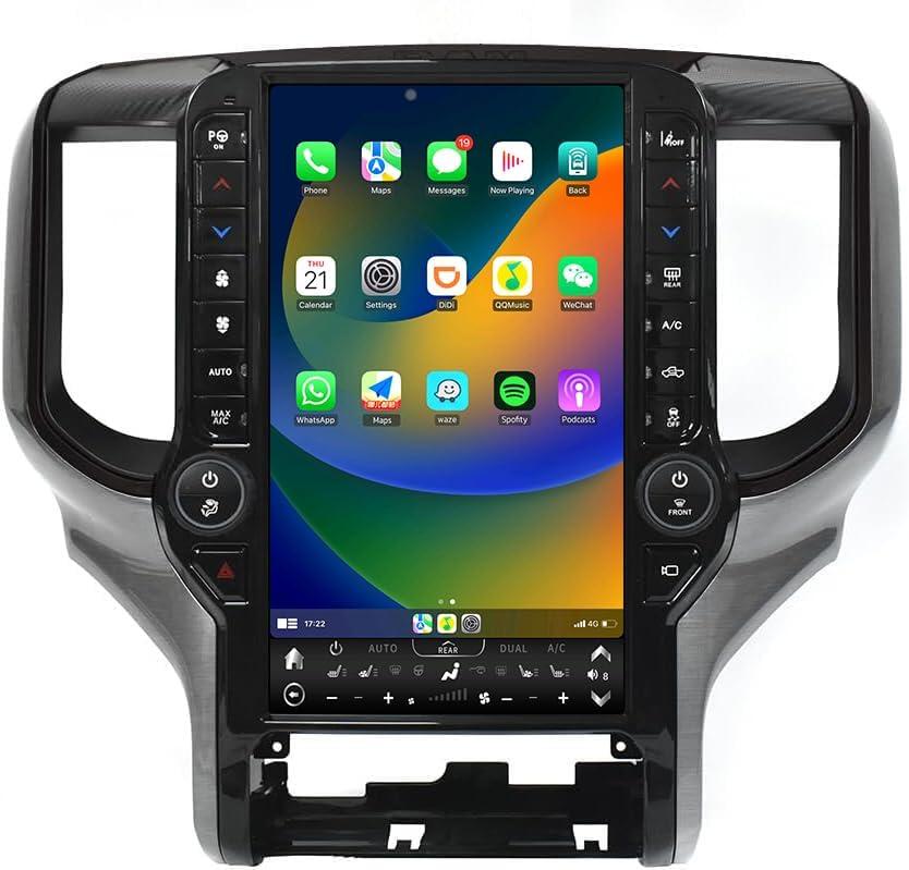 13.6 Inch Android 12 Car Radio for Dodge Ram 2019 2020 2021 2022 2023 Truck Stereo Replacement Multimedia Player GPS Navigation Carplay WiFi Bluetooth 1080P Touch Screen Head Unit