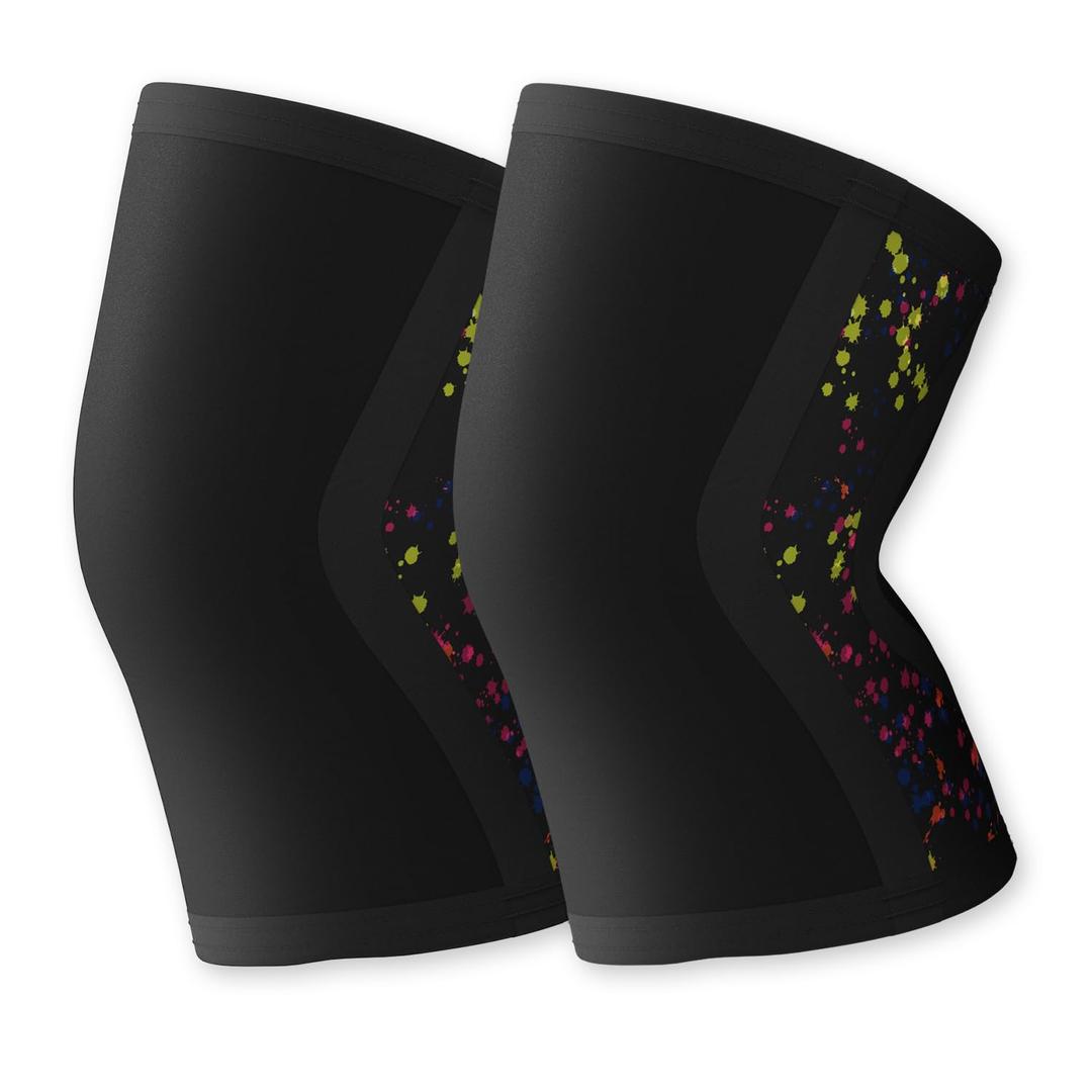 Knee Brace for Women Men (1 Pair) 5mm Neoprene Knee Compression Sleeve Knee Support, Non-Slip Braces for Training & Fitness, Weightlifting, Black Ink Large