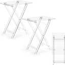 Beeveer Acrylic Foldable TV Dinner Table Small Folding Clear TV Tray Space Saving Acrylic Dining Table for Eating Snack Coffee Desk Side Living Room Kitchen Furniture Easy Assembly (24*20*14 Inch)