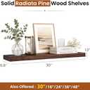 Floating Shelves for Wall, Solid Radiata Pine, 30 Inch, Set of 2, 30x6.8x1.3